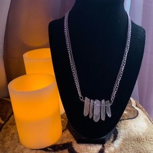 Double chain clear crystal quartz necklace
